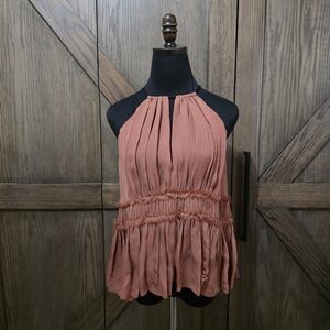 cinq a sept Pleated Halter Top in Terracotta